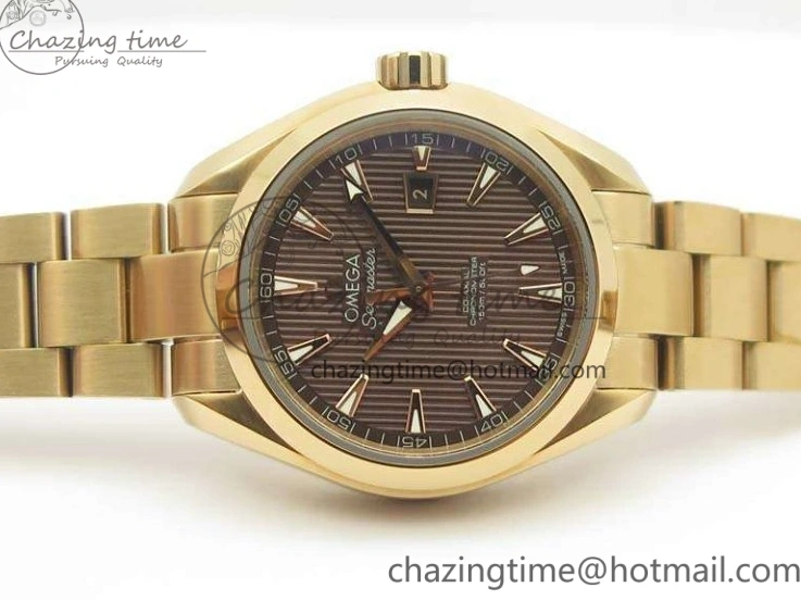0209 Bright Aqua Terra Ladies 35mm RG V6F Best Edition Brown Dial On RG Bracelet A 8101